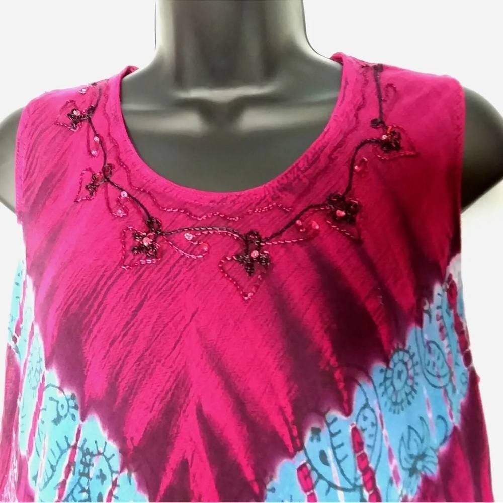 Karma Circle Tie Dye Tunic Top Dress One Size OS Floral Beach Boho Hippie USA - Picture 2 of 7